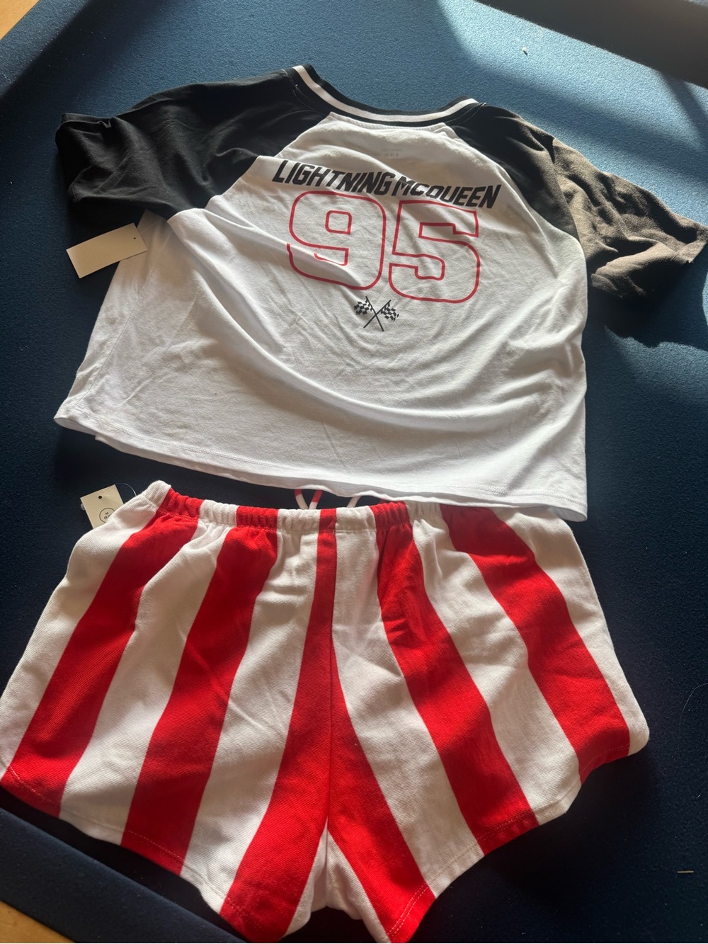 Lightning McQueen '95' Red & White Stripe Women's Shorts Set cute comfy fashion